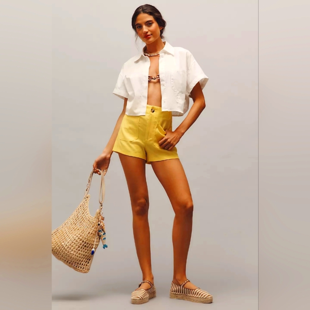 The Colette Linen Blend Shorts By Maeve - Picture 3 of 6